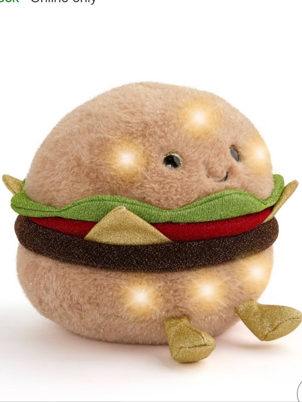 NWT FAO Schwarz 11" Glow Brights Plush LED with Sound Burger:
